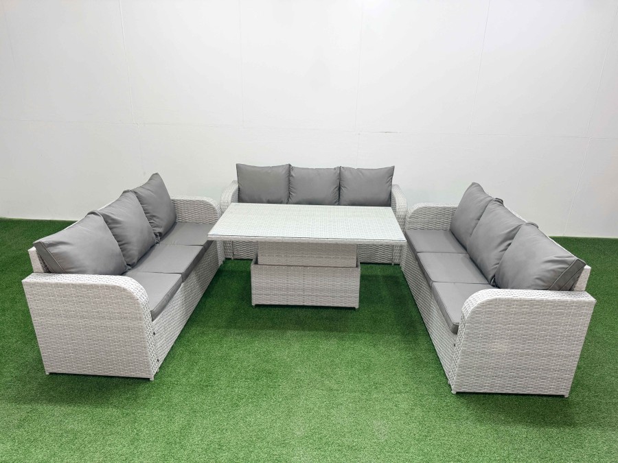Click to view product details and reviews for Fimous Pe Rattan Lounge Sofa Set 9 Seater Outdoor Garden Furniture Set With Adjustable Lifting Dining Or Coffee Table 3 Seater Sofa Light Grey. Click to view product details and reviews for Fimous Pe Rattan Lounge Sofa Set 9 Seater Outdoor Garden Furniture Set With Adjustable Lifting Dining Or Coffee Table 3 Seater Sofa Light Grey.
