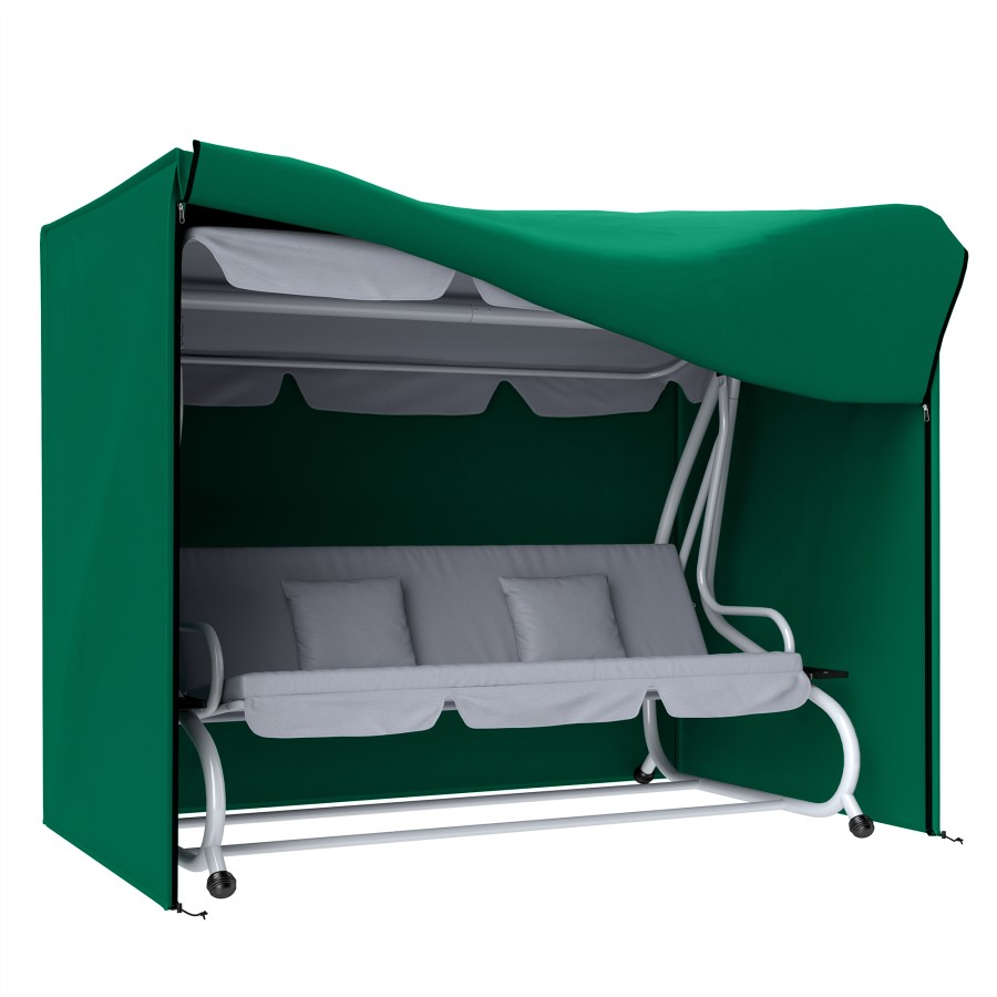 Outsunny 3 Seater Garden Swing Cover, Windproof and Anti-UV, Green