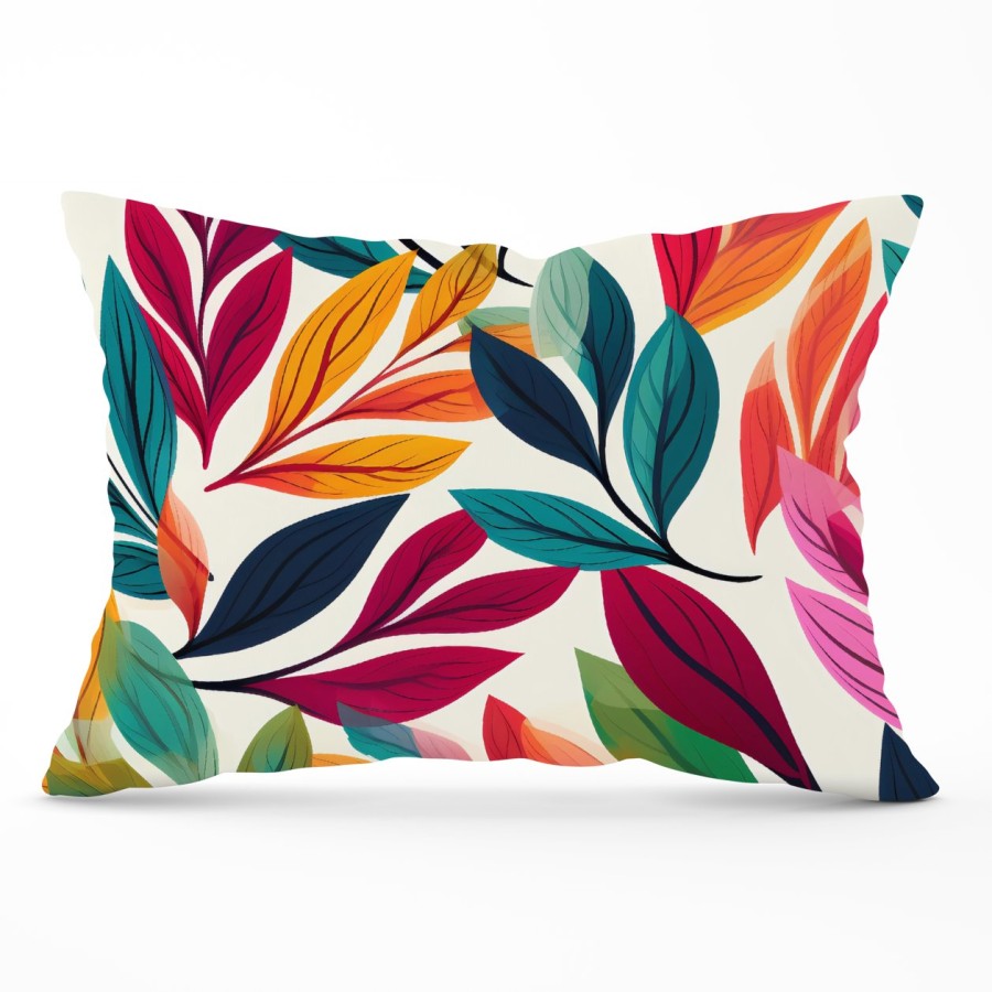 Warren Reed Bright Leaves Pattern Cushions - 33Cm X 48Cm