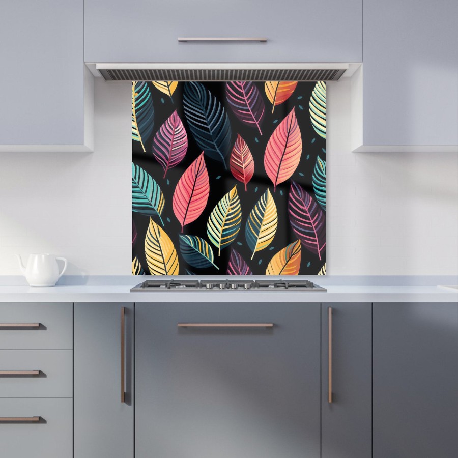 Click to view product details and reviews for Colourful Leaves Pattern Kitchen Splashback W600mm X H600mm.