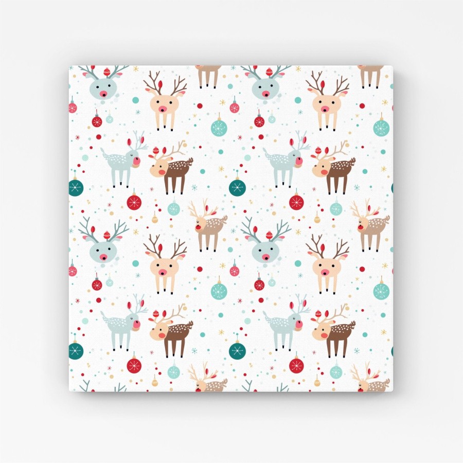 Click to view product details and reviews for Happy Reindeer With Christmas Lights Canvas Extra Large 40 X 40.
