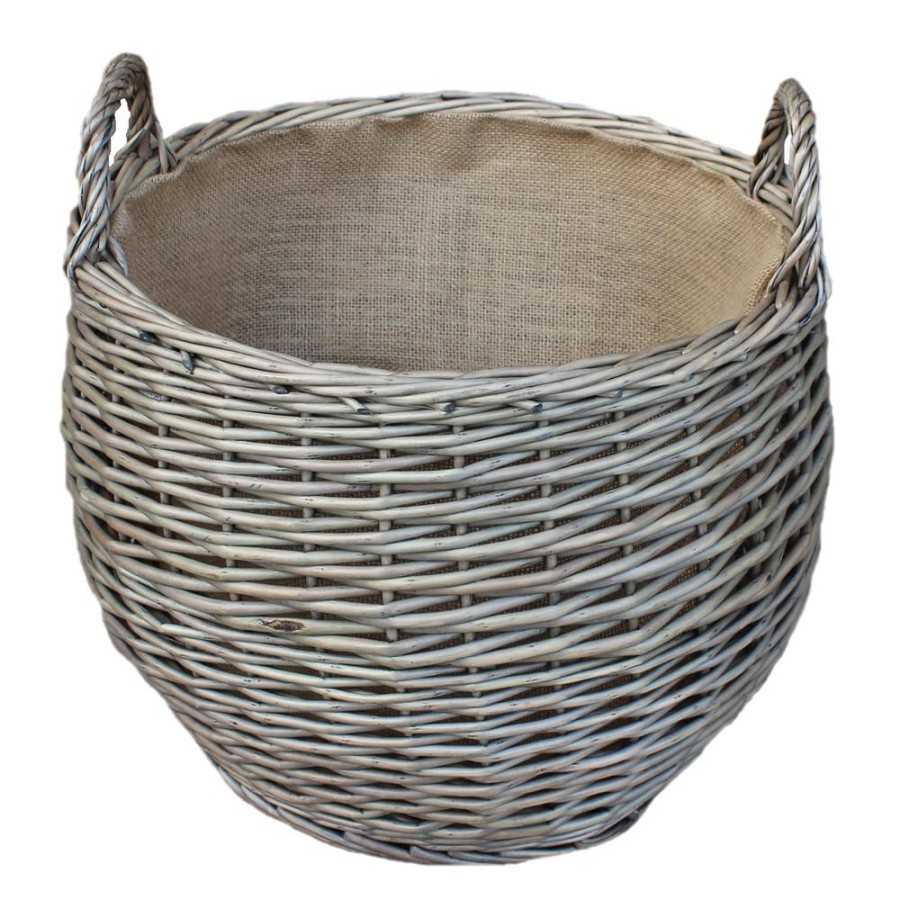 Red Hamper Antique Wash Stumpy Wicker Basket - Small