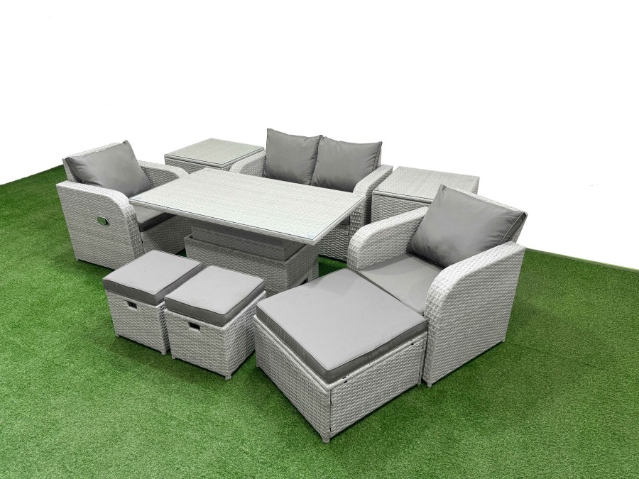 Click to view product details and reviews for Fimous Light Grey Pe Wicker Rattan Garden Furniture Set Sofa Set Reclining Chair Adjustable Lifting Dining Or Coffee Table 7 Seater 3 Stools 2 Side T. Click to view product details and reviews for Fimous Light Grey Pe Wicker Rattan Garden Furniture Set Sofa Set Reclining Chair Adjustable Lifting Dining Or Coffee Table 7 Seater 3 Stools 2 Side T.