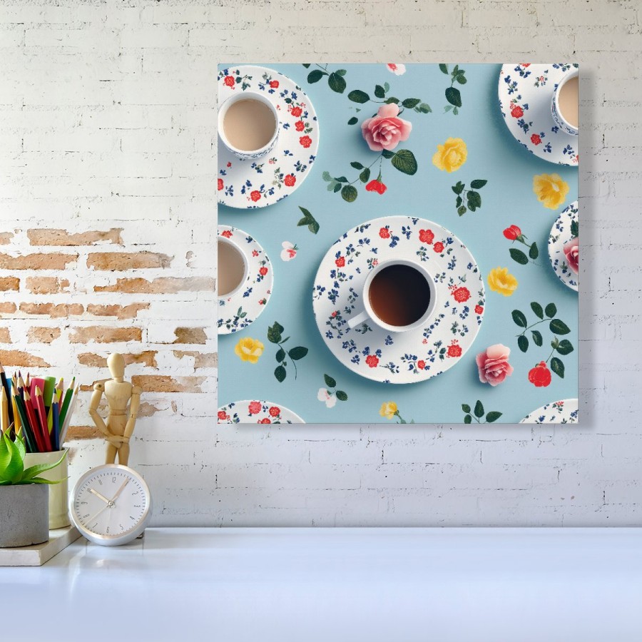 Click to view product details and reviews for Tea Cups And Roses Canvas Medium 16 X 16.