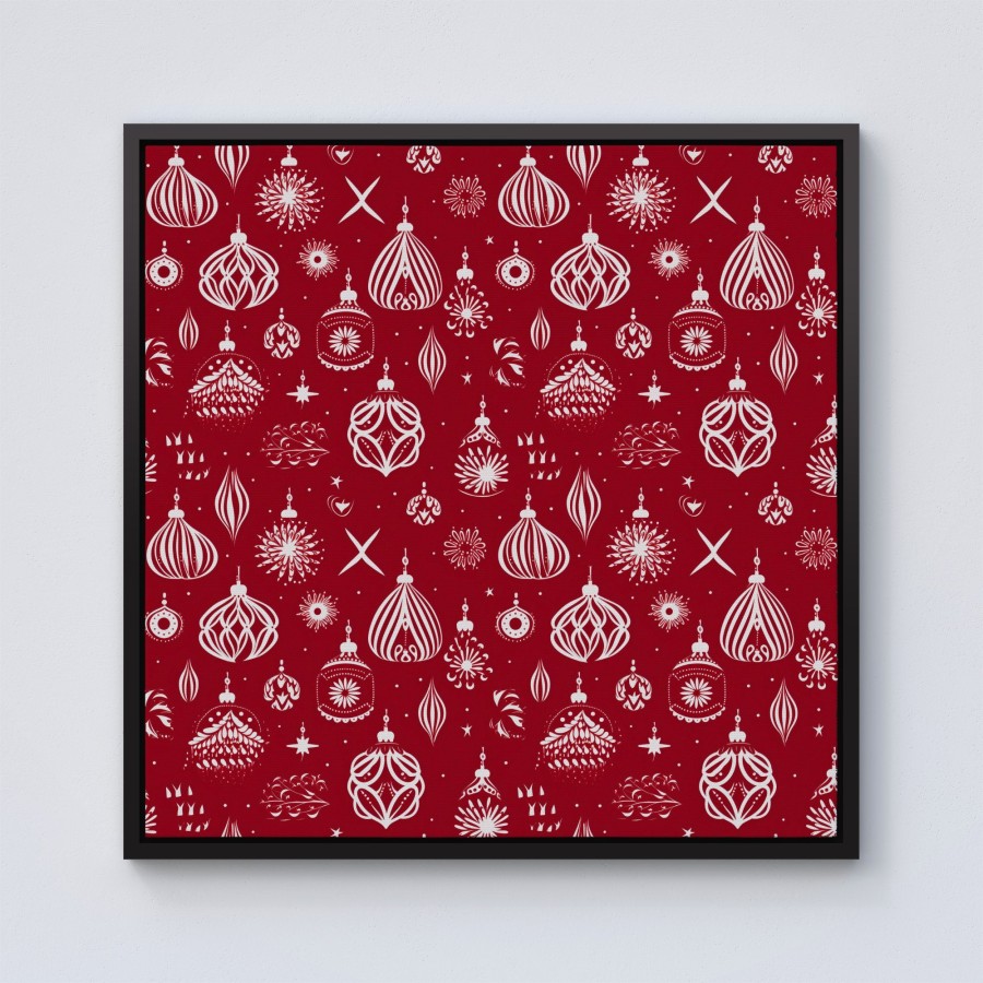 Click to view product details and reviews for Red Christmas Decorations Pattern Framed Canvas 10 X 10 Black.