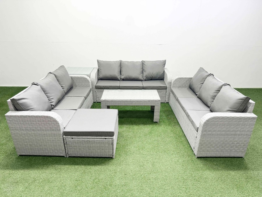 Click to view product details and reviews for Fimous Pe Rattan Lounge Sofa Set 10 Seater Outdoor Garden Furniture Set With Oblong Coffee Table 3 Seater Sofa Big Footstool Side Table Light Grey. Click to view product details and reviews for Fimous Pe Rattan Lounge Sofa Set 10 Seater Outdoor Garden Furniture Set With Oblong Coffee Table 3 Seater Sofa Big Footstool Side Table Light Grey.