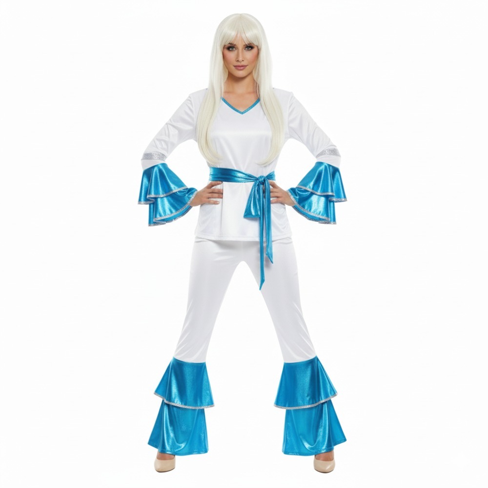 Ladies 70's Pop Queen Costume with Long Blonde Wig