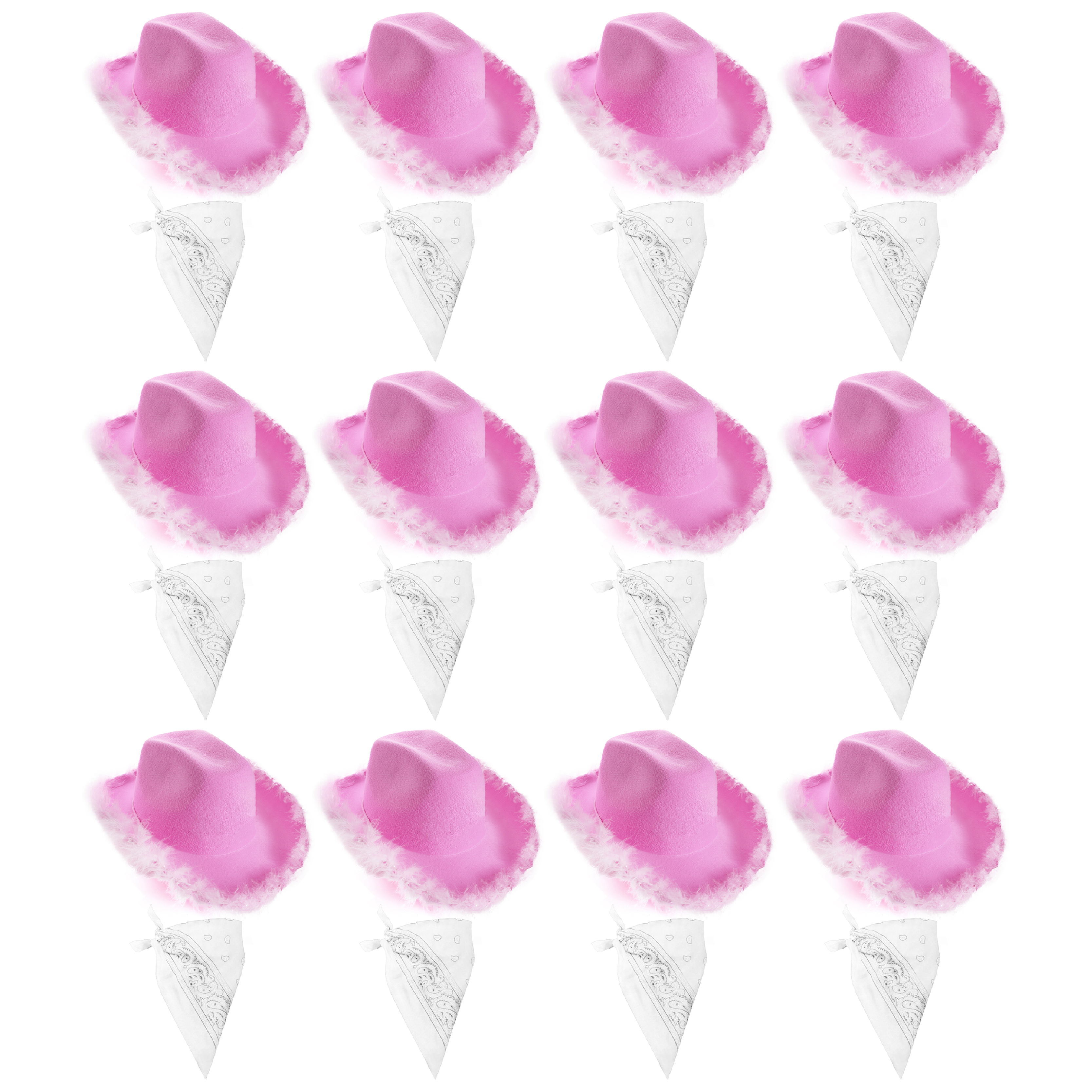 Click to view product details and reviews for Lilac Pink Cowboy Hat White Bandana Pack Of 12.