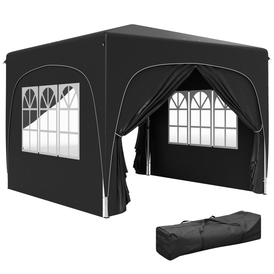 Click to view product details and reviews for Outsunny 3 X 3m Pop Up Gazebo With Sides And Carry Bag Upf50 Height Adjustable Party Tent Instant Event Shelter For Garden Outdoor Patio Black.