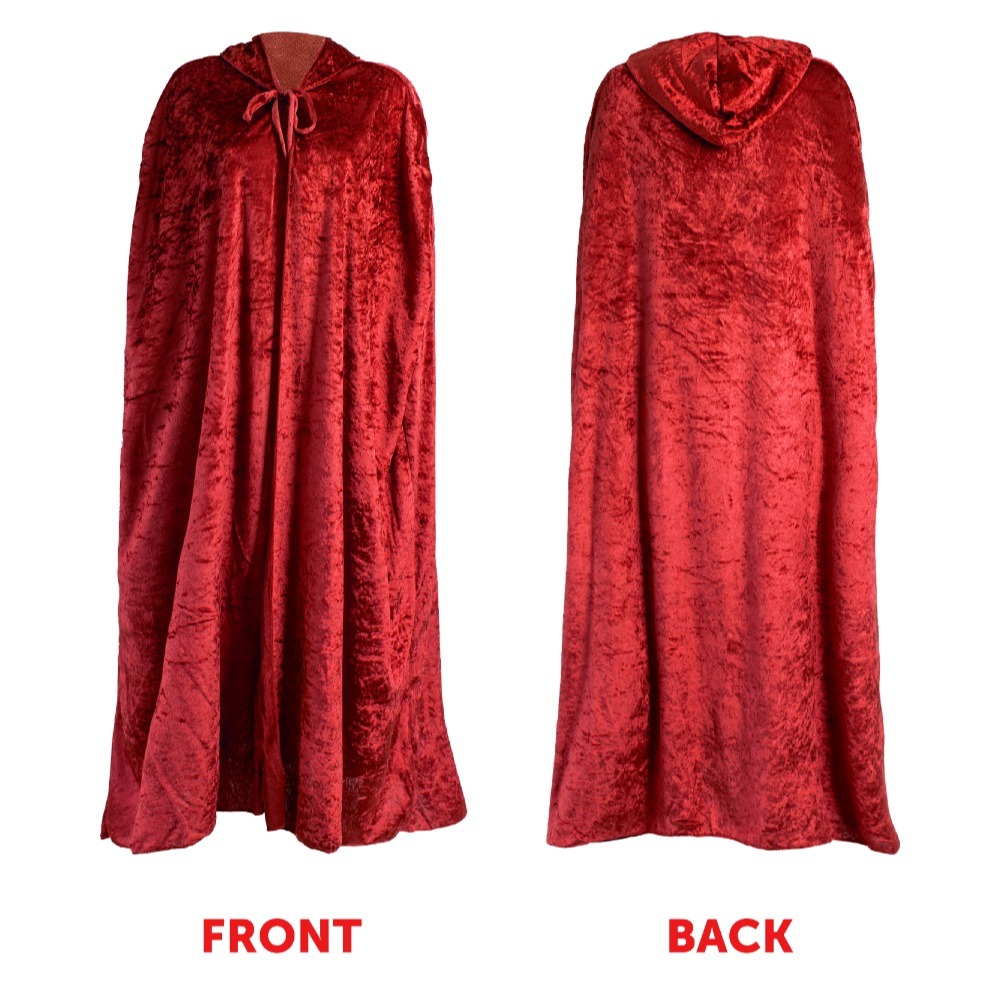 Ladies Red Riding Hood Set - Hooded Cape, Soft Basket with Wolf & Gloves