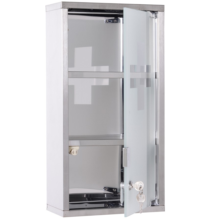 Click to view product details and reviews for Homcom Wall Mounted Medicine Cabinet First Aid Box Glass Door Lockable 3 Shelves.