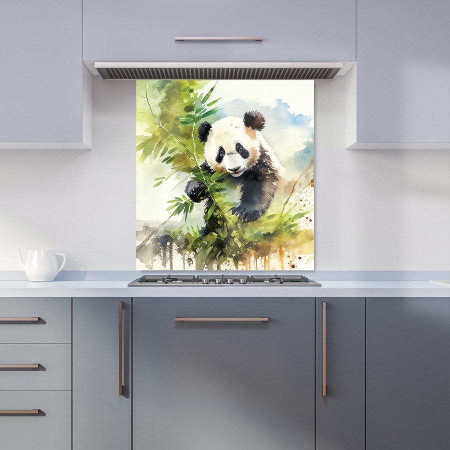 Click to view product details and reviews for Panda Eating Bamboo Watercolour Kitchen Splashback W700mm X H650mm.