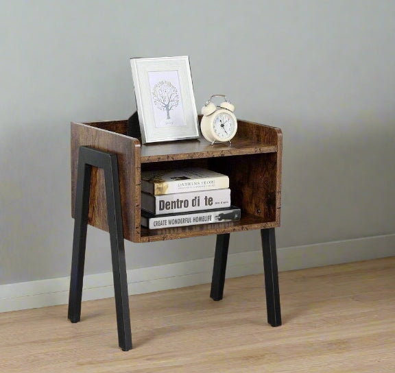 Click to view product details and reviews for Industrial Rustic Bedside Table Stackable 2 Tier Side Table With Storage Shelf Brown.