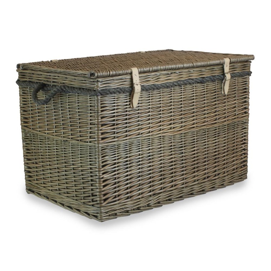 Red Hamper Large Antique Wash Storage Wicker Basket - Unlined