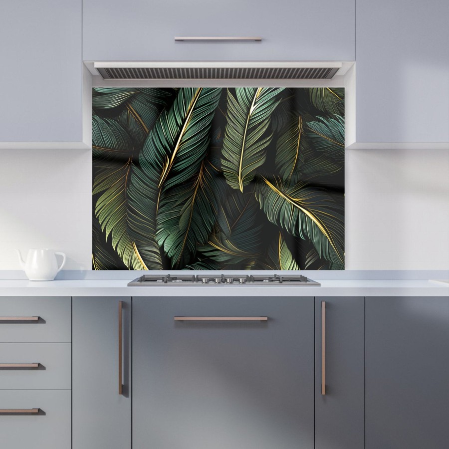 Click to view product details and reviews for Green And Gold Leaves Kitchen Splashback W595mm X H745mm.