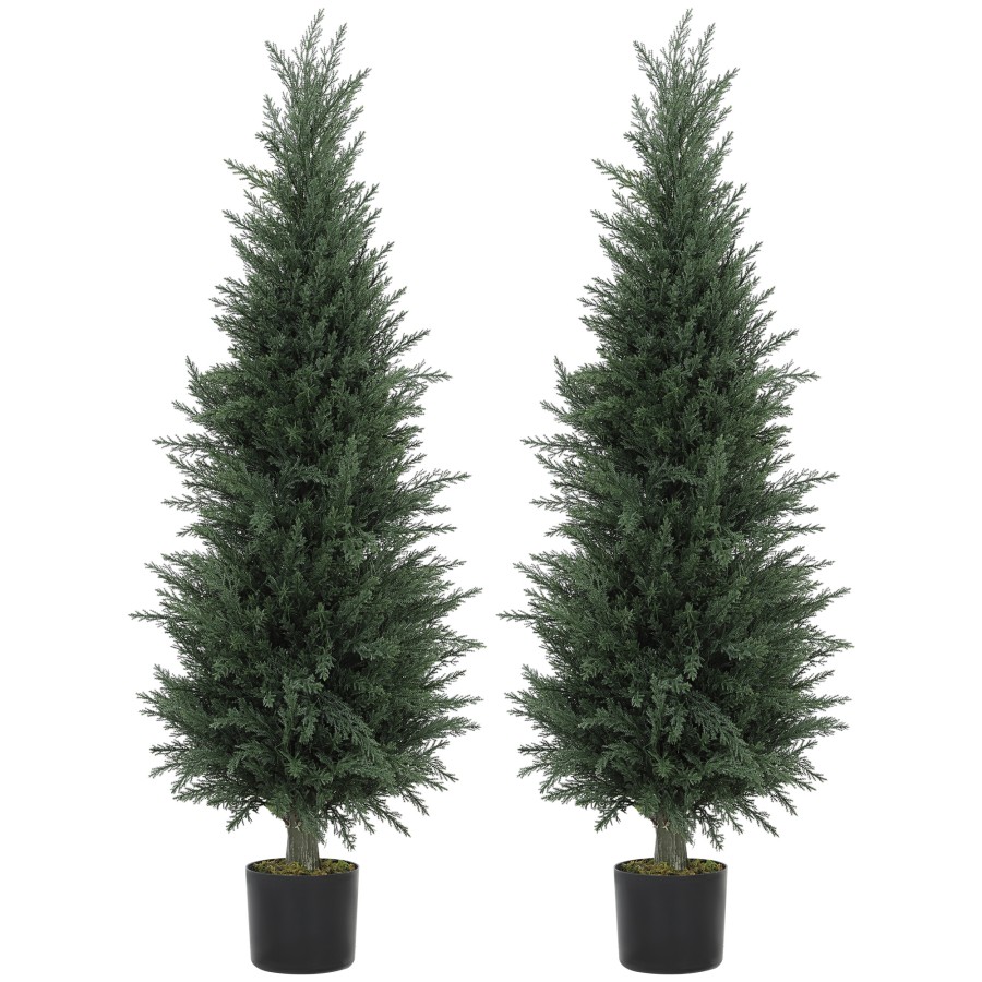 Click to view product details and reviews for Homcom Set Of 2 Decorative Artificial Plant 120 Cm Cypress Tree With 638 Leaves In Pot Uv Resistant Plastic Fake Tree For Indoor Outdoor Home Office.