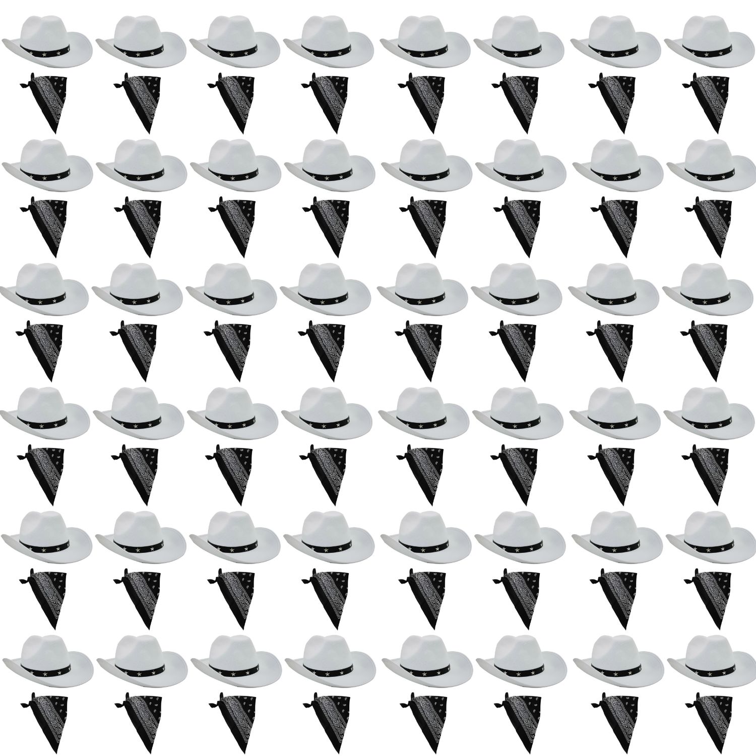 Click to view product details and reviews for White Cowboy Hat With Black Paisley Bandana Set Pack Of 48.