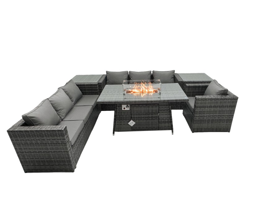 Click to view product details and reviews for Fimous Rattan Garden Furniture Firepit Dining Set 7 Seater Lounge Sofa Table Set With 2 Side Table. Click to view product details and reviews for Fimous Rattan Garden Furniture Firepit Dining Set 7 Seater Lounge Sofa Table Set With 2 Side Table.