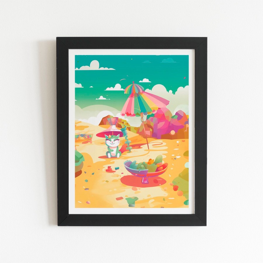 Click to view product details and reviews for Kitten On A Beach Holiday Art Prints 8 X 10 Black Frame.