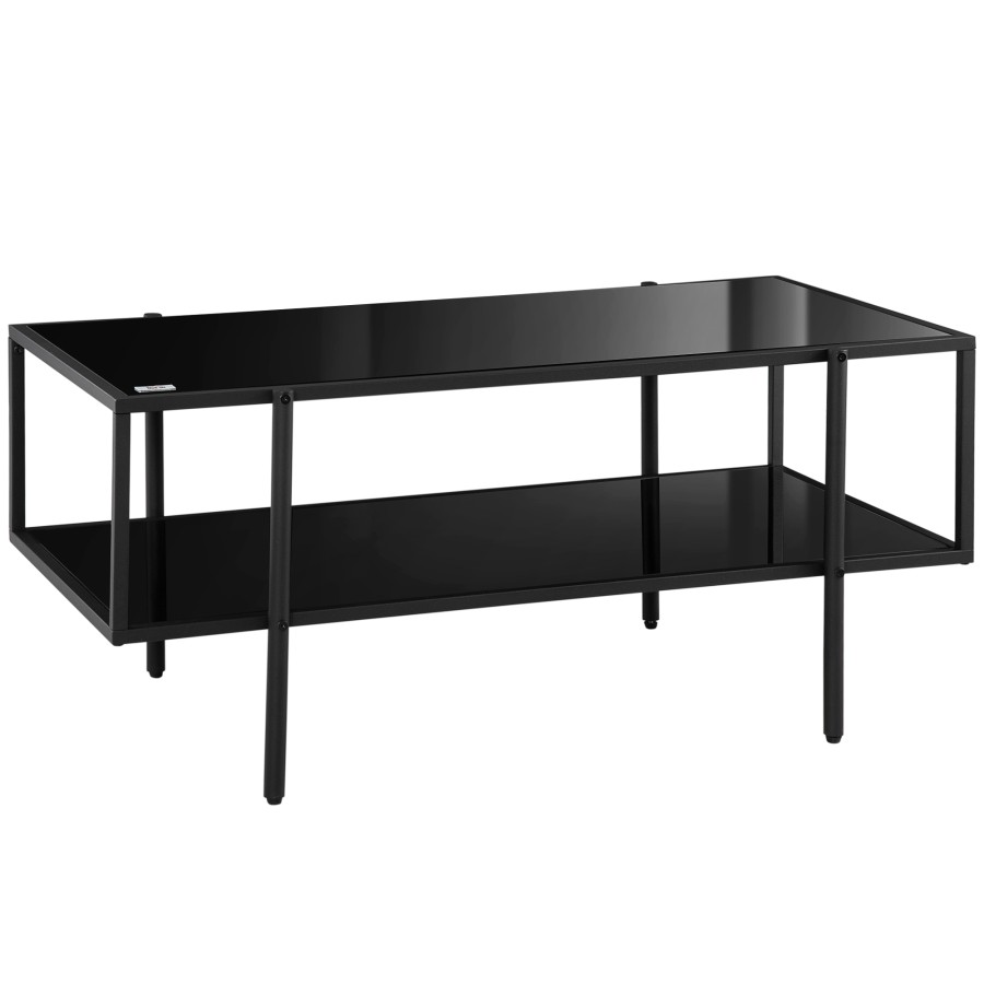 Click to view product details and reviews for Homcom Coffee Table With Tempered Glass Top Centre Table With 2 Tier Storage.