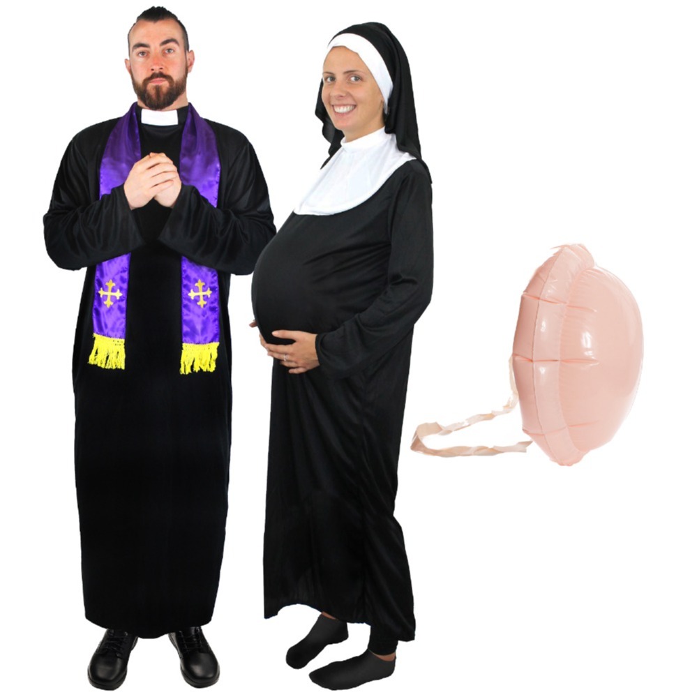 Adults Priest & Pregnant Nun Couples Costume