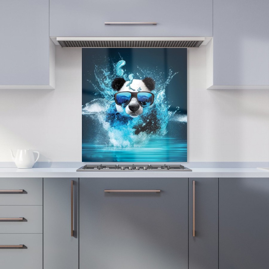 Click to view product details and reviews for Panda With Glasses Splashart Water Kitchen Splashback W600mm X H650mm.