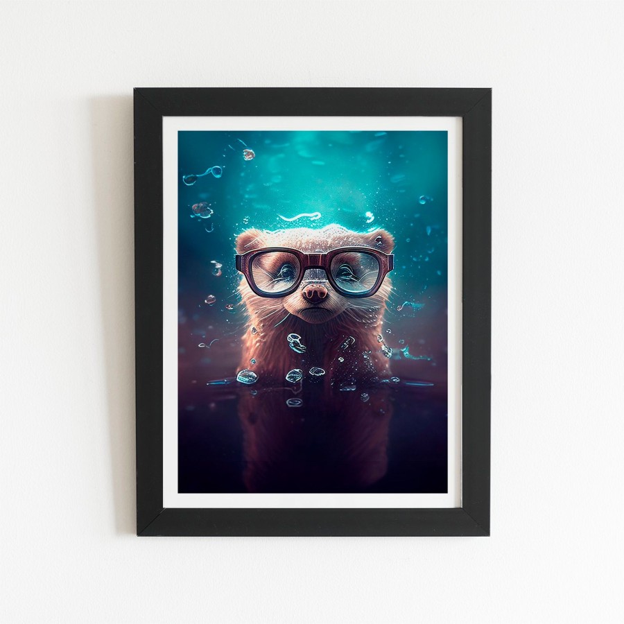 Ferret Splashart Water Art Prints 8 X 10 Black Frame