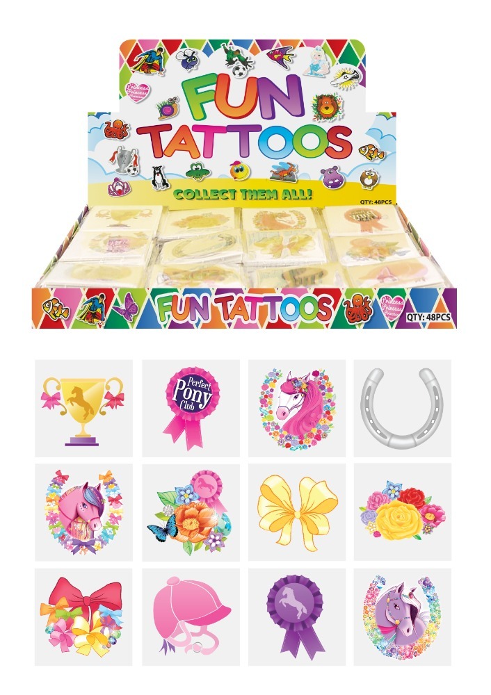 72 Pony Temporary Tattoos - Horse Theme Party Bag Fillers For Kids Birthday Pinata & Favors
