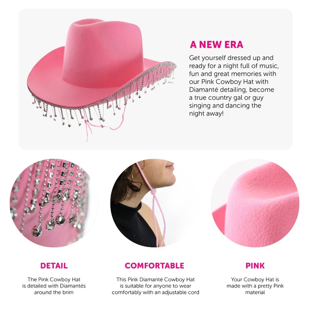 Pink Cowboy Hat with Diamantes