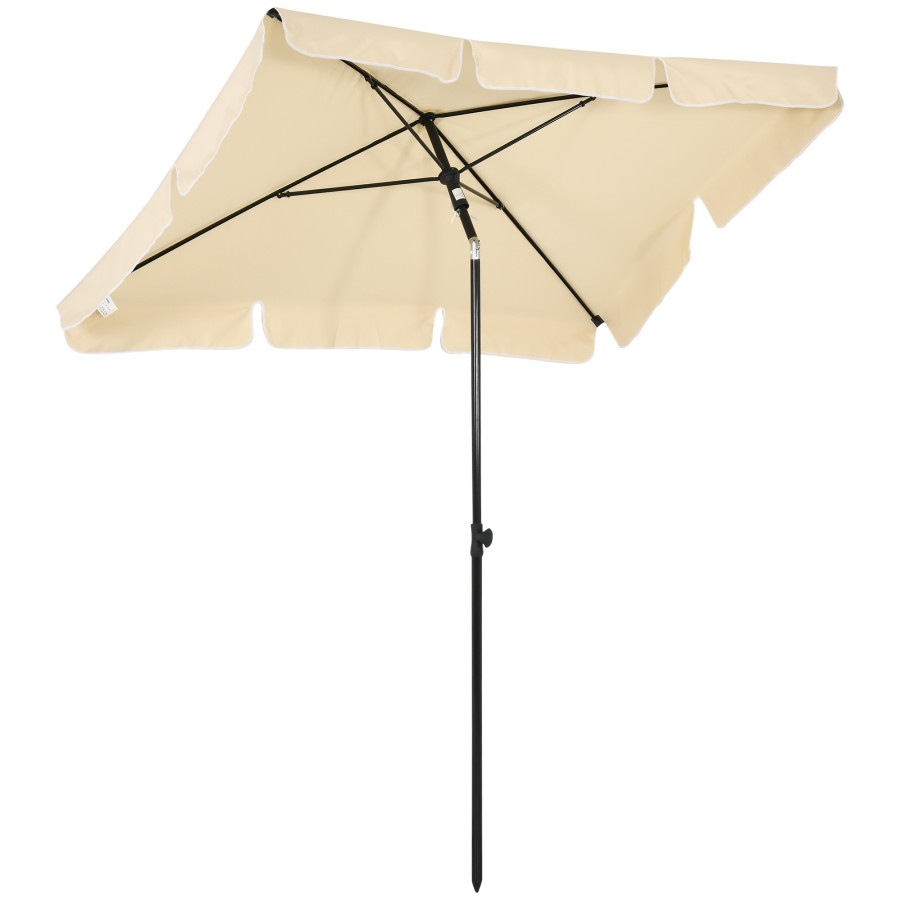 Outsunny Aluminium Sun Umbrella Parasol Patio Rectangular 2M x 1.3M Beige