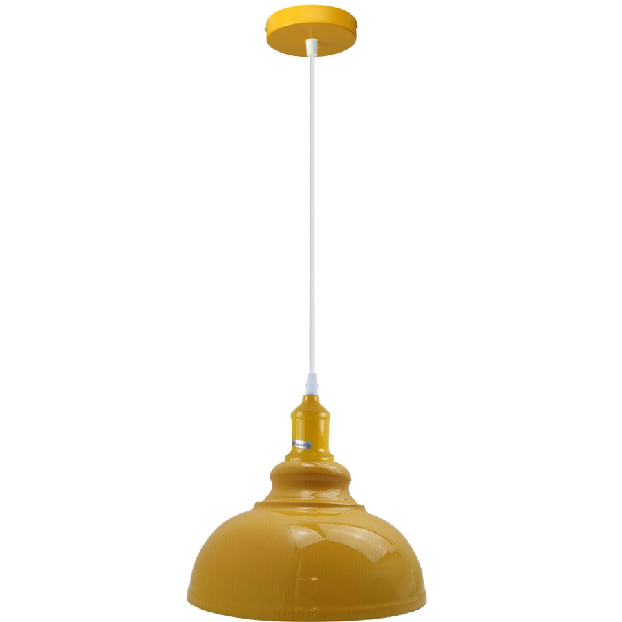 Yellow Curved Metal Dome Pendant Light Shade Dining Room3631
