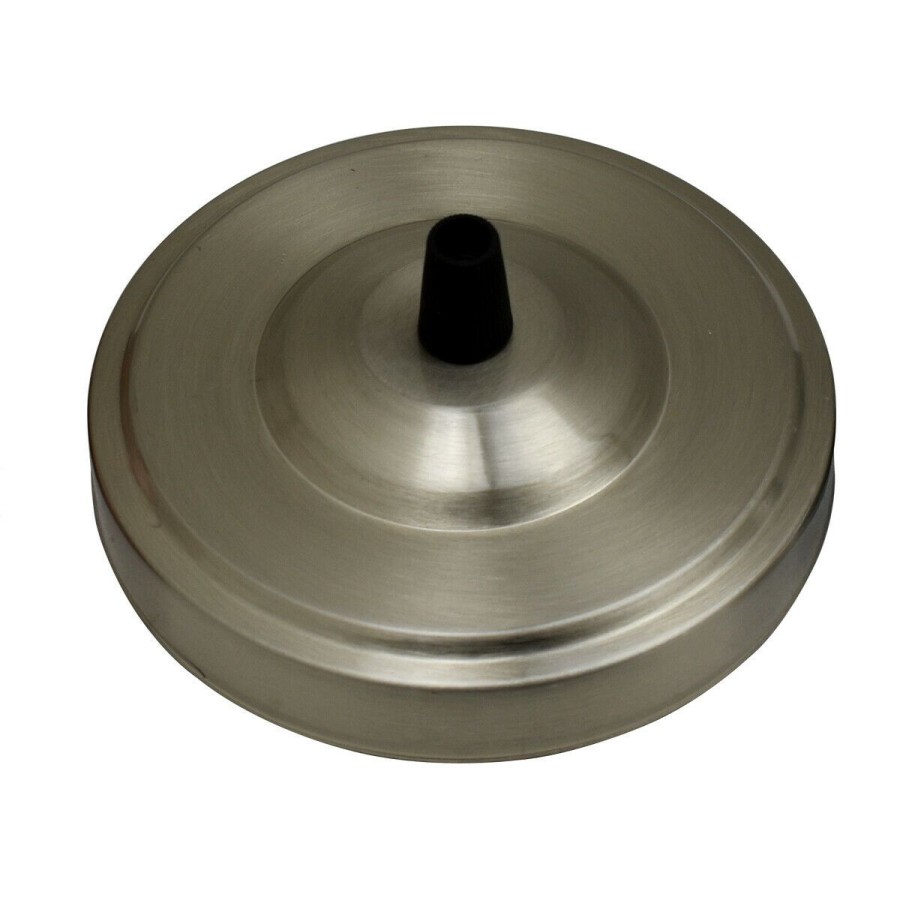 Ledsone 108Mm Side Fitting Single Outlet White Ceiling Rose ~1463 - Satin Nickel
