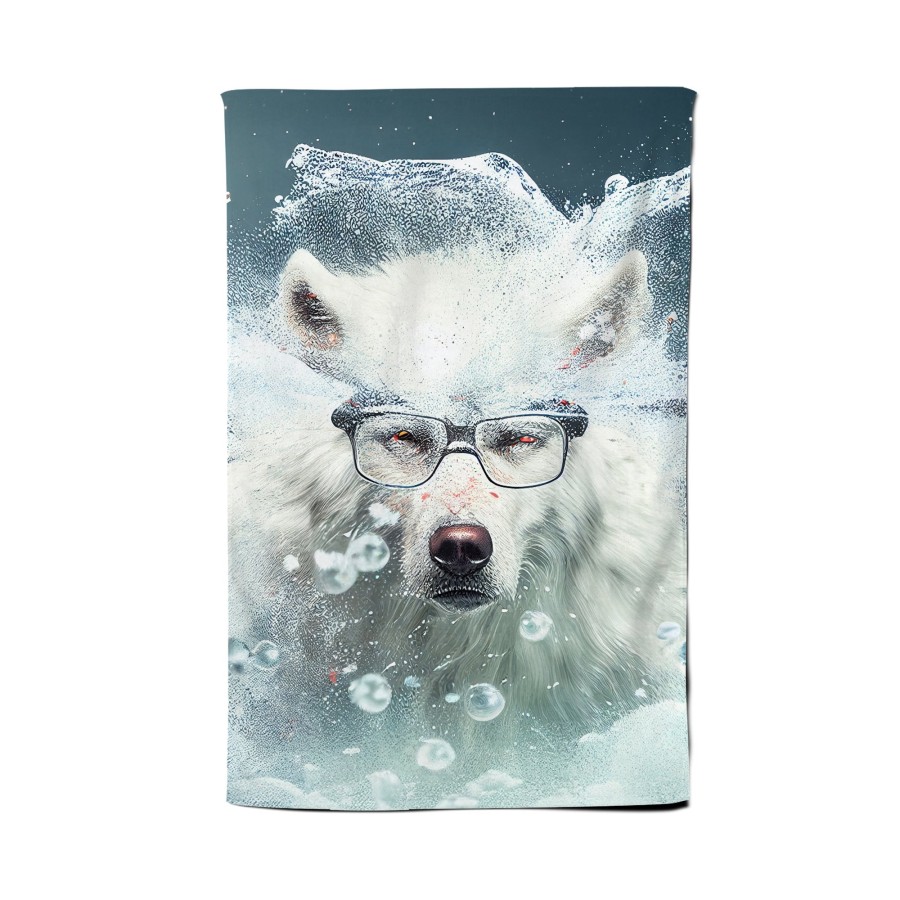 Click to view product details and reviews for White Wolf With Glasses Splashart Tea Towel.