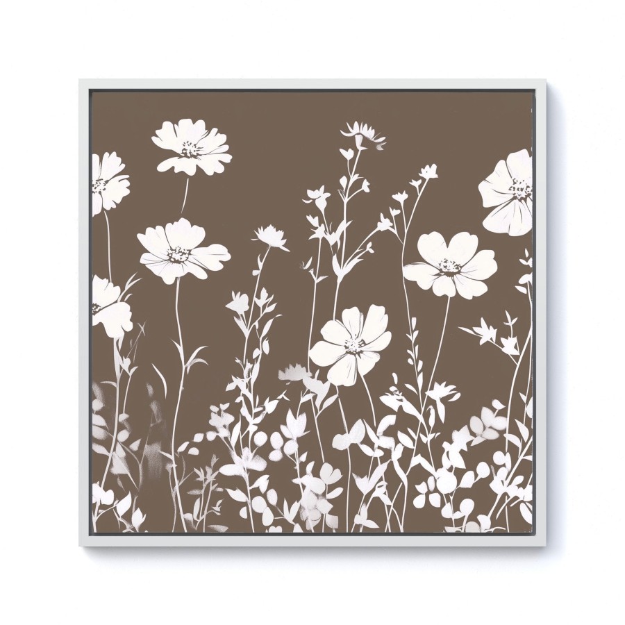 Click to view product details and reviews for Taupe And White Floral Silhouette Framed Canvas 10 X 10 White.