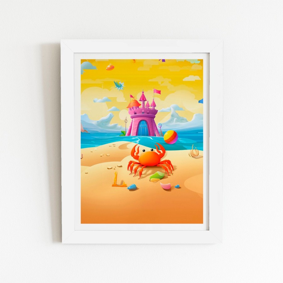 Click to view product details and reviews for Orange Crab On A Beach Holiday Art Prints 12 X 16 Black Frame.