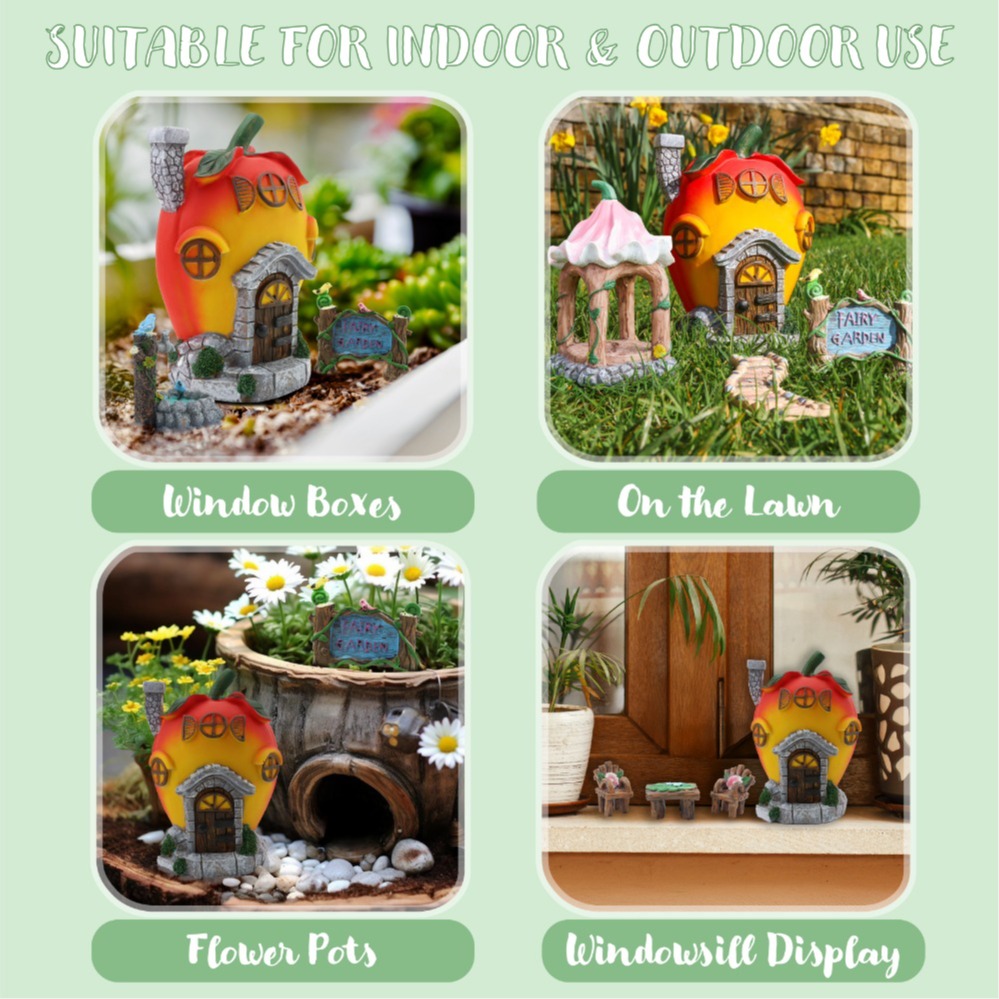 Apple Apartment 13 x 8 x 20cm - Secret Fairy Garden Resin Decorations