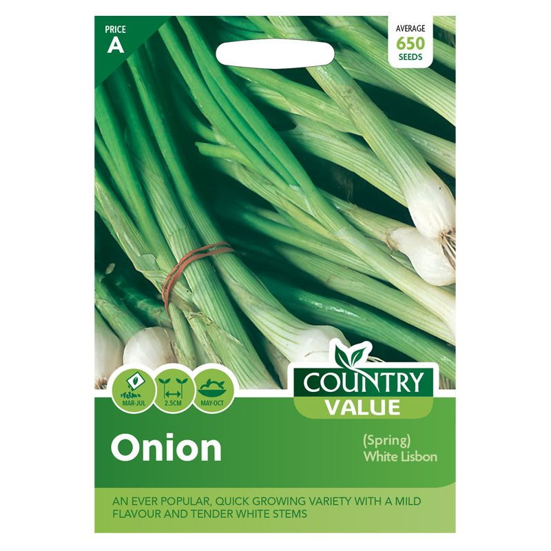 Country Value Spring Onion White Lisbon Grow Your Own Vegetable 650 Seed Packet