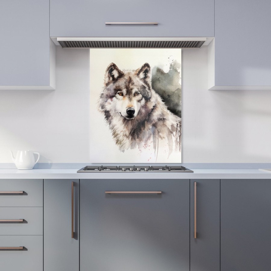 Click to view product details and reviews for Loyal Wolf Watercolour Kitchen Splashback W600mm X H750mm.