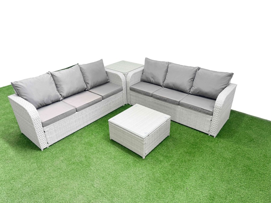 Click to view product details and reviews for Fimous Outdoor Garden Furniture Sets 6 Seater Wicker Rattan Furniture Sofa Sets With Square Coffee Table High Back Lounge Sofa Side Table Light Grey. Click to view product details and reviews for Fimous Outdoor Garden Furniture Sets 6 Seater Wicker Rattan Furniture Sofa Sets With Square Coffee Table High Back Lounge Sofa Side Table Light Grey.