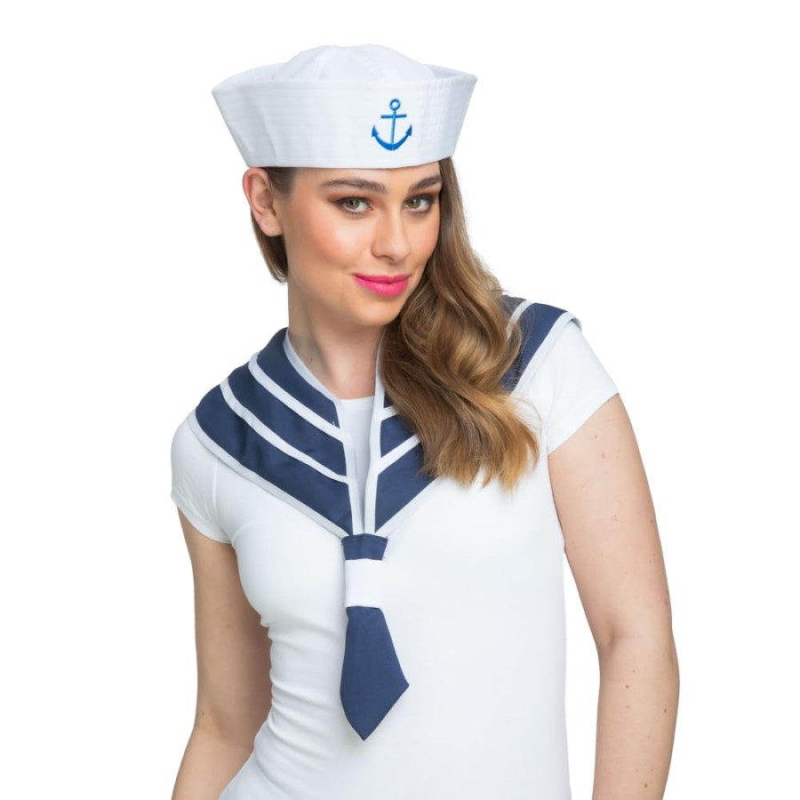 Click to view product details and reviews for Instant Sailor Set White Hat Anchor Navy Scarf Unisex Fancy Dress.