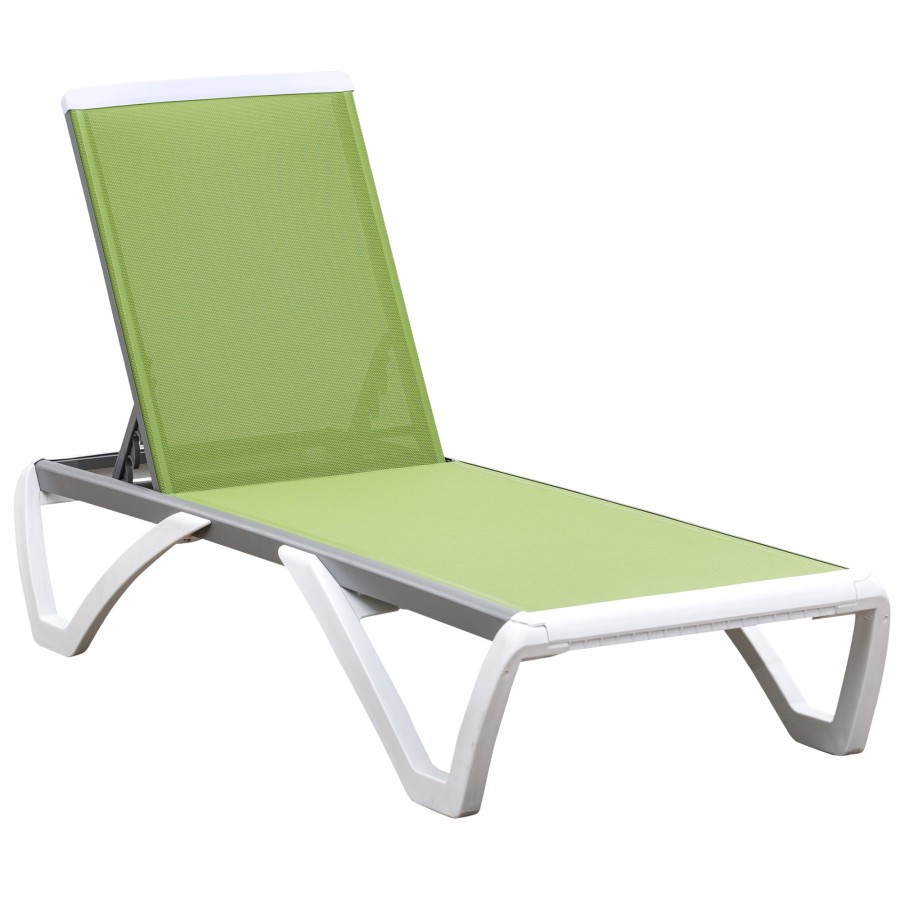 Click to view product details and reviews for Portable Outdoor Chaise Lounge Sun Lounger With Adjustable Back Breathable Texteline Green.
