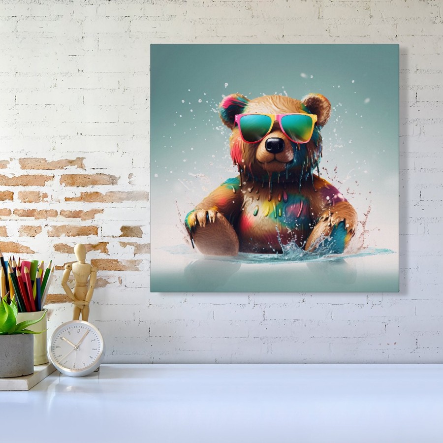Click to view product details and reviews for Splashart Bear In Glasses Canvas Medium 16 X 16.