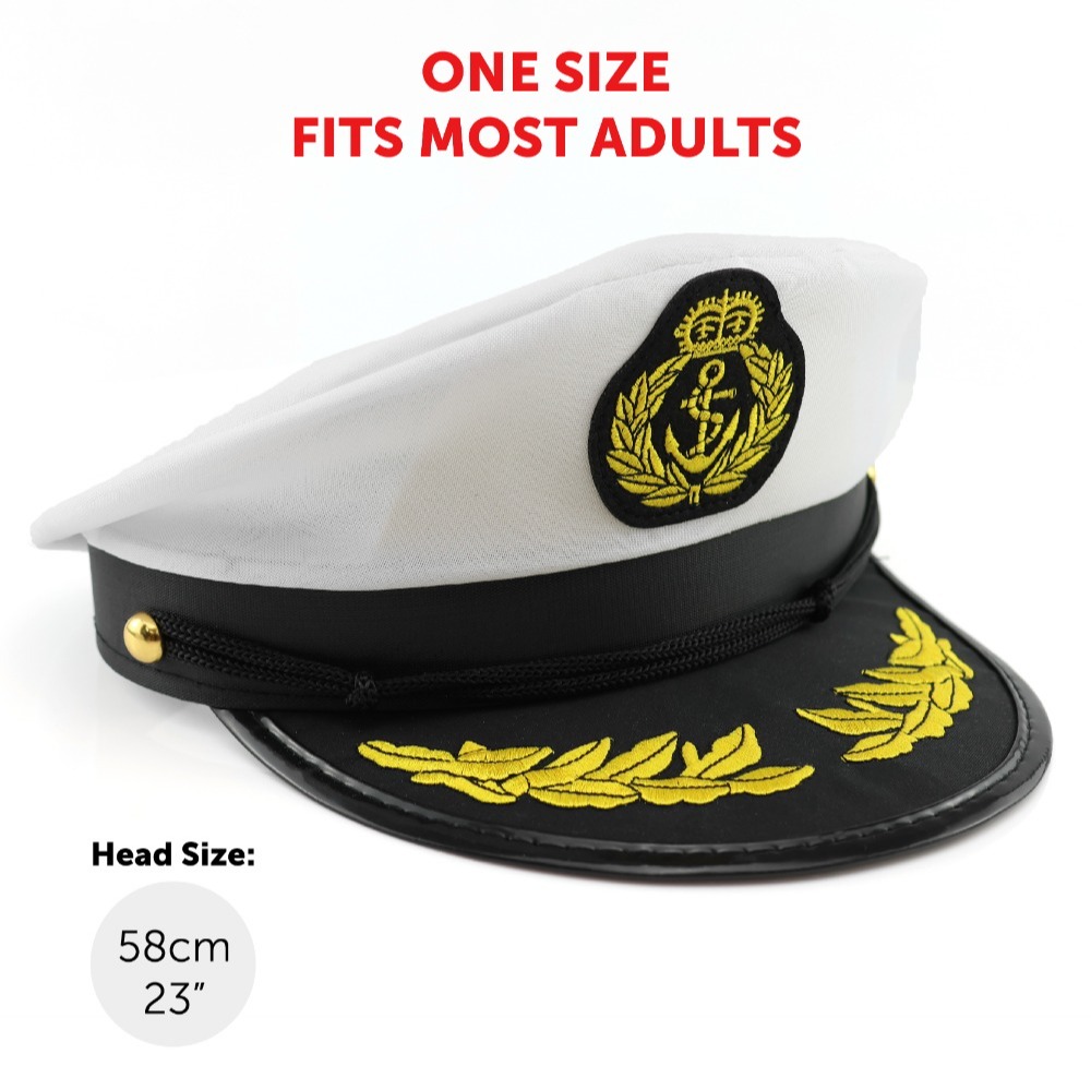 Adults Sailor Costume Set - Black & White Tee, Captain Hat & Red Bandana
