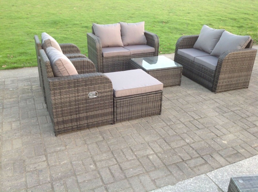 Click to view product details and reviews for Fimous Dark Grey Mix Pe Wicker Rattan Garden Furniture Set Sofa Set Reclining Adjustable Chair 7 Seater With Big Footstool. Click to view product details and reviews for Fimous Dark Grey Mix Pe Wicker Rattan Garden Furniture Set Sofa Set Reclining Adjustable Chair 7 Seater With Big Footstool.