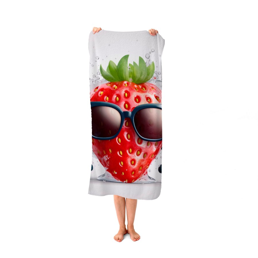 Click to view product details and reviews for Strawberry In Glasses Beach Towel.