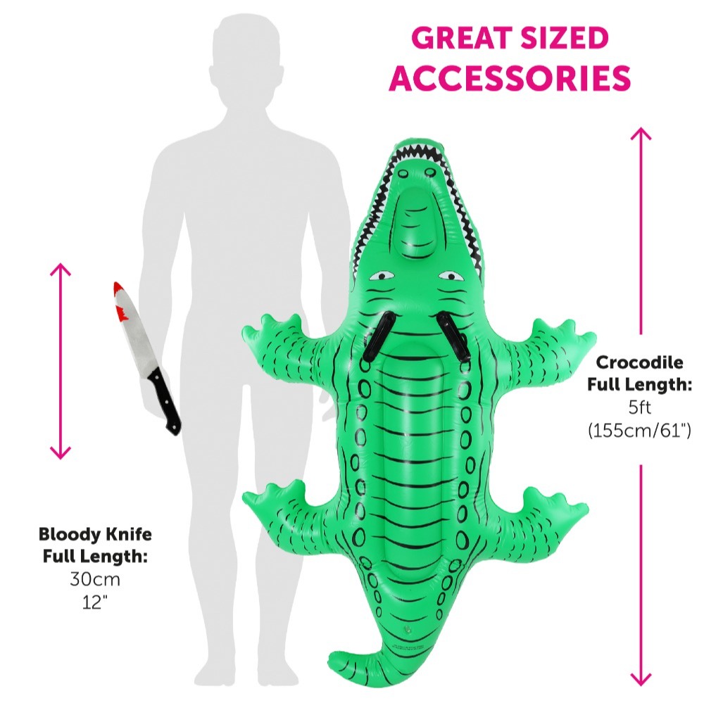 Crocodile Dundee Accessories | 3 Pcs | Hat, Knife Prop & Inflatable Crocodile