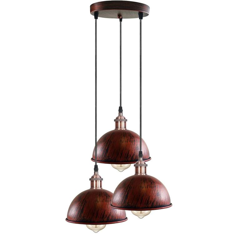 Click to view product details and reviews for Cluster 3 Light Antique Brass Dome Pendant Light 1263 With Bulb Rustic Red.