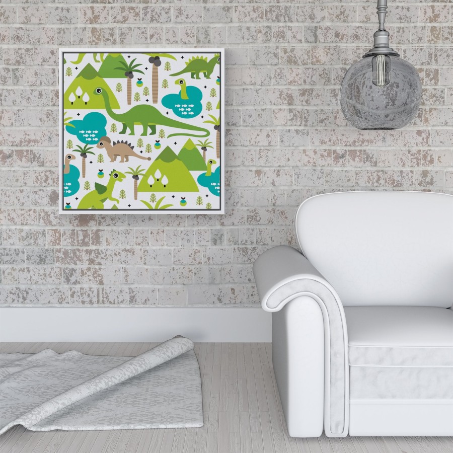 Click to view product details and reviews for Baby Dinosaur Print Framed Canvas 16 X 16 White.