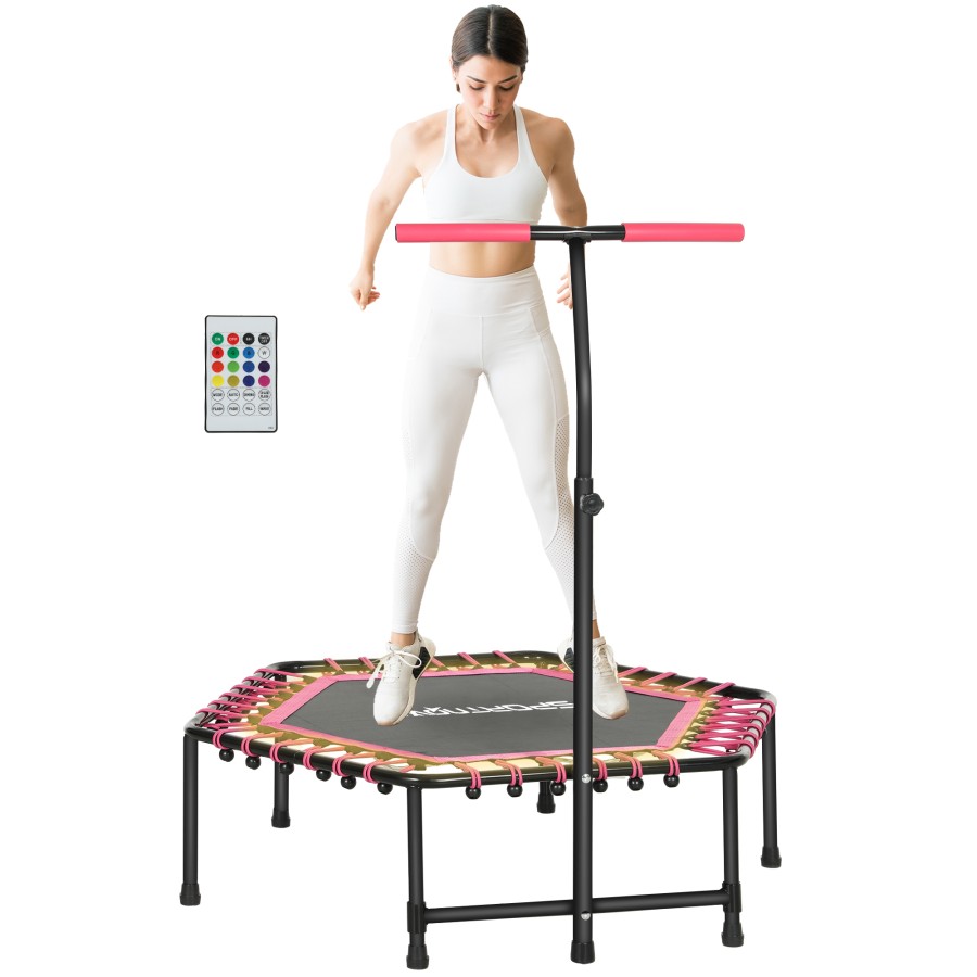 Click to view product details and reviews for Sportnow 45 Fitness Trampoline With Adjustable Handle Mini Trampoline For Adults With Led Lights Bungee Rebounder For Indoor Exercise Workout Max.