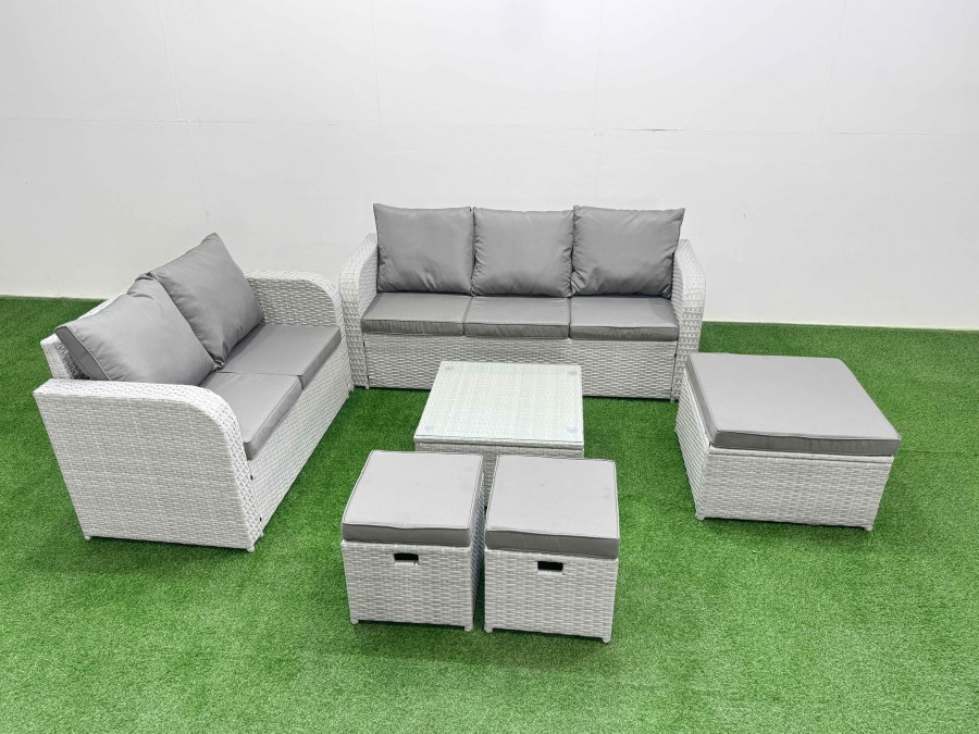 Click to view product details and reviews for Fimous 8 Seater Pe Rattan Wicker Garden Furniture Patio Conservatory Sofa Set With Square Coffee Table 3 Seater Sofa Love Sofa 3 Stool.